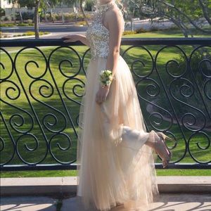 Champagne/Gold prom dress. Size 0.